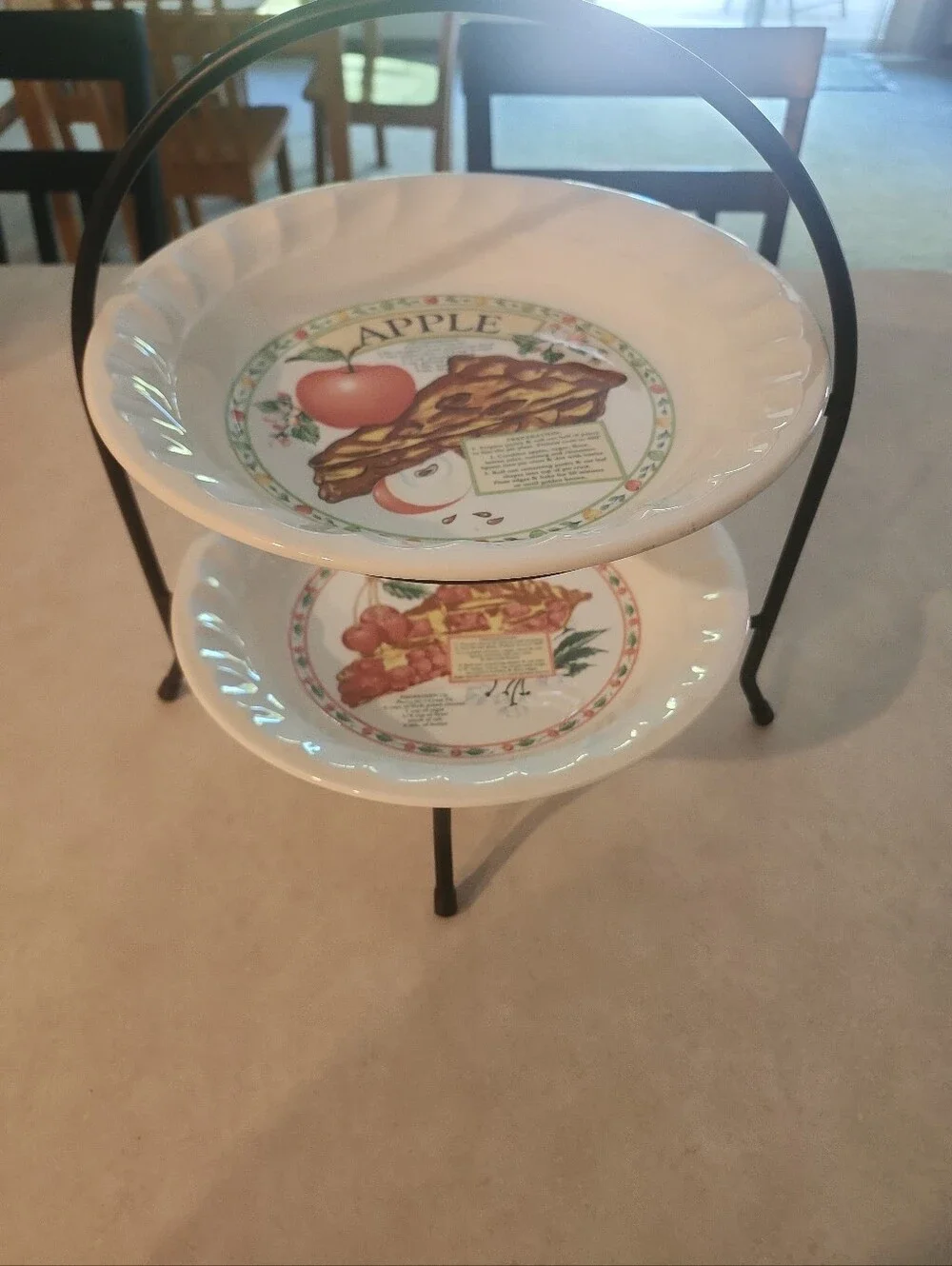 Apple Fruit Pie And Cherry Pie Ceramic Recipe Pie Plates With 2 Tier Stand